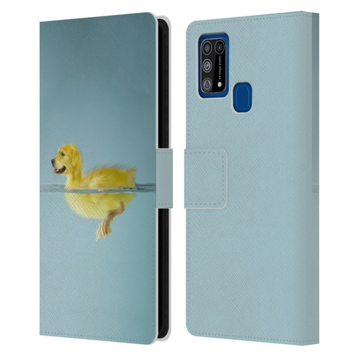Pixelmated Animals Surreal Wildlife Dog Duck Leather Book Wallet Case Cover For Samsung Galaxy M31 (2020)