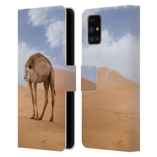 Pixelmated Animals Surreal Wildlife Camel Lion Leather Book Wallet Case Cover For Samsung Galaxy M31s (2020)