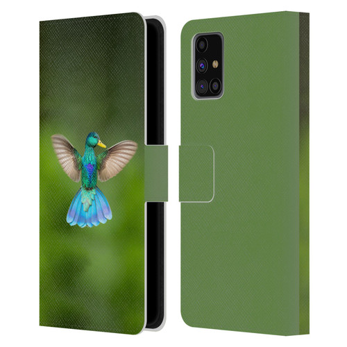 Pixelmated Animals Surreal Wildlife Quaking Bird Leather Book Wallet Case Cover For Samsung Galaxy M31s (2020)