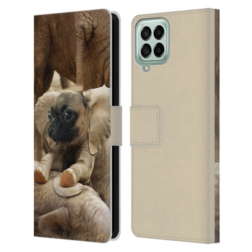 Pixelmated Animals Surreal Wildlife Pugephant Leather Book Wallet Case Cover For Samsung Galaxy M33 (2022)
