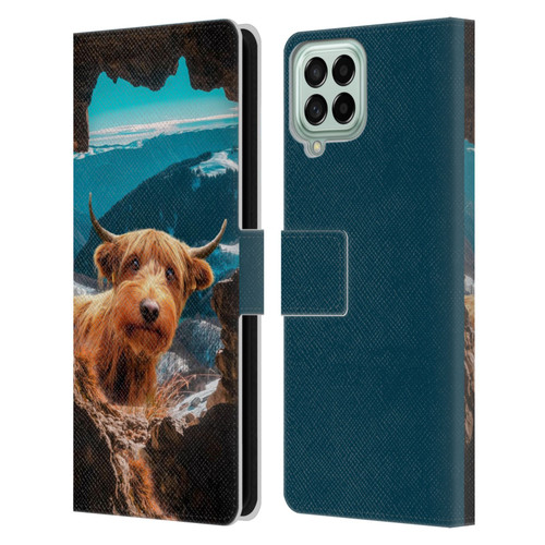 Pixelmated Animals Surreal Wildlife Cowpup Leather Book Wallet Case Cover For Samsung Galaxy M53 (2022)