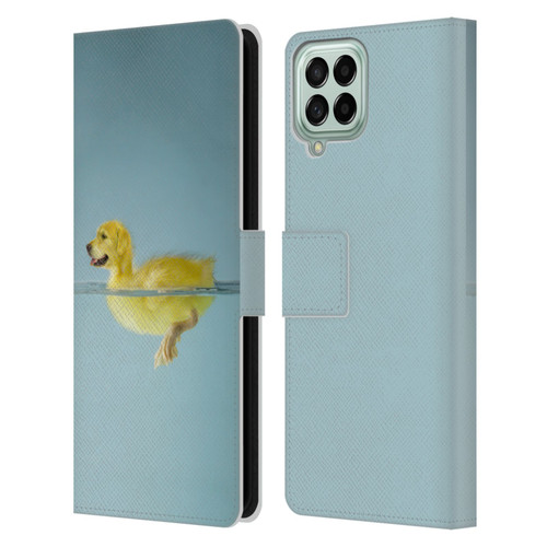 Pixelmated Animals Surreal Wildlife Dog Duck Leather Book Wallet Case Cover For Samsung Galaxy M53 (2022)