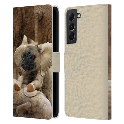 Pixelmated Animals Surreal Wildlife Pugephant Leather Book Wallet Case Cover For Samsung Galaxy S22+ 5G