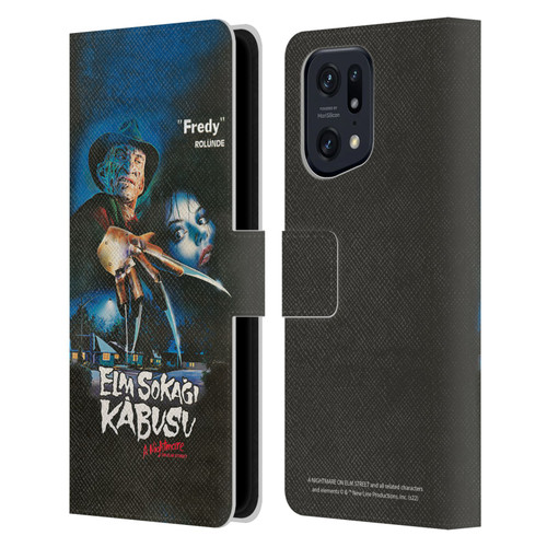 A Nightmare On Elm Street (1984) Graphics Elm Sokagi Leather Book Wallet Case Cover For OPPO Find X5 Pro