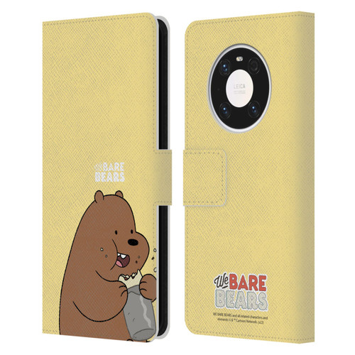 We Bare Bears Character Art Grizzly Leather Book Wallet Case Cover For Huawei Mate 40 Pro 5G