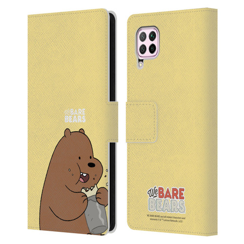 We Bare Bears Character Art Grizzly Leather Book Wallet Case Cover For Huawei Nova 6 SE / P40 Lite