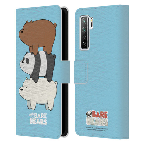 We Bare Bears Character Art Group 3 Leather Book Wallet Case Cover For Huawei Nova 7 SE/P40 Lite 5G