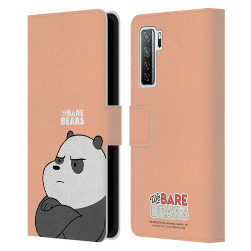 We Bare Bears Character Art Panda Leather Book Wallet Case Cover For Huawei Nova 7 SE/P40 Lite 5G