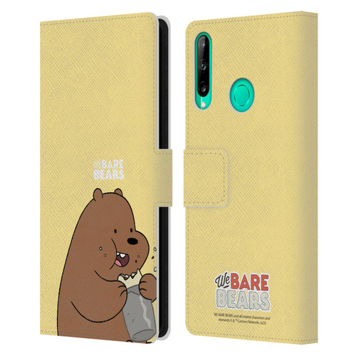We Bare Bears Character Art Grizzly Leather Book Wallet Case Cover For Huawei P40 lite E