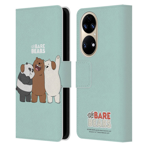 We Bare Bears Character Art Group 1 Leather Book Wallet Case Cover For Huawei P50