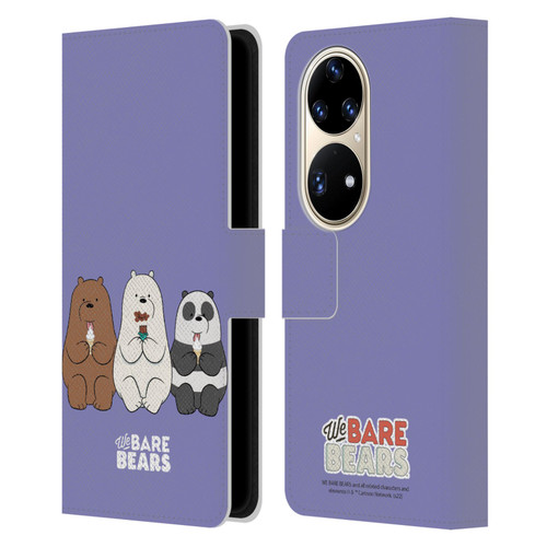 We Bare Bears Character Art Group 2 Leather Book Wallet Case Cover For Huawei P50 Pro