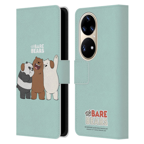 We Bare Bears Character Art Group 1 Leather Book Wallet Case Cover For Huawei P50 Pro