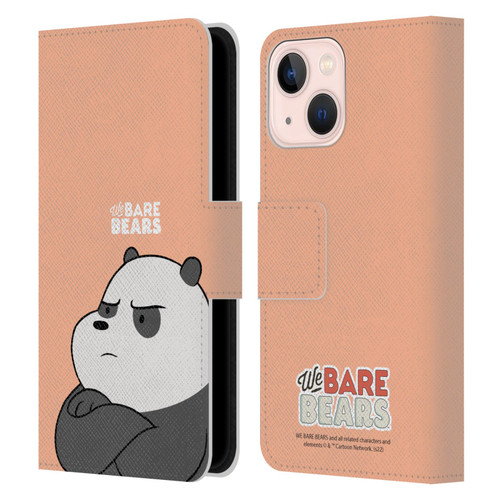 We Bare Bears Character Art Panda Leather Book Wallet Case Cover For Apple iPhone 13 Mini