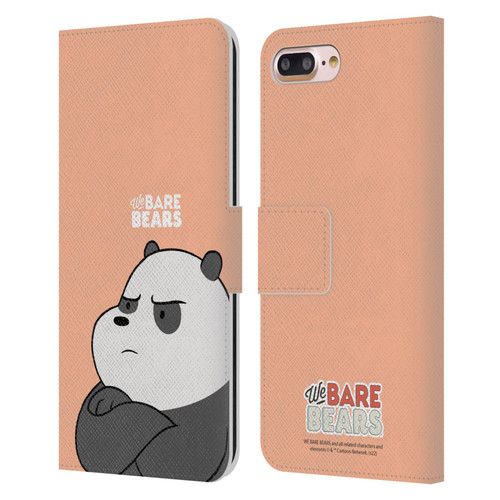 We Bare Bears Character Art Panda Leather Book Wallet Case Cover For Apple iPhone 7 Plus / iPhone 8 Plus