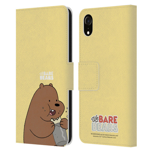 We Bare Bears Character Art Grizzly Leather Book Wallet Case Cover For Apple iPhone XR