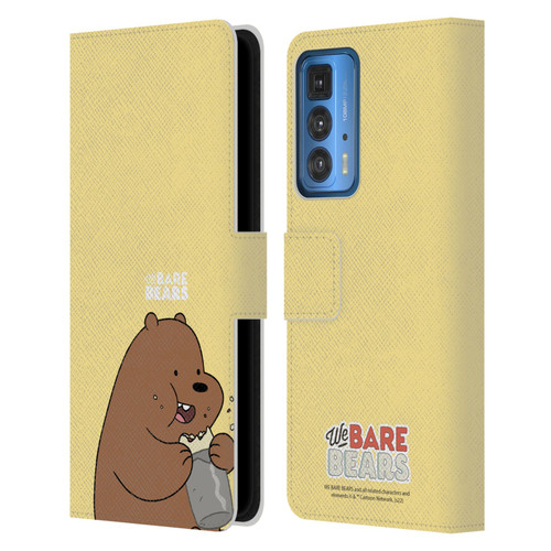 We Bare Bears Character Art Grizzly Leather Book Wallet Case Cover For Motorola Edge 20 Pro