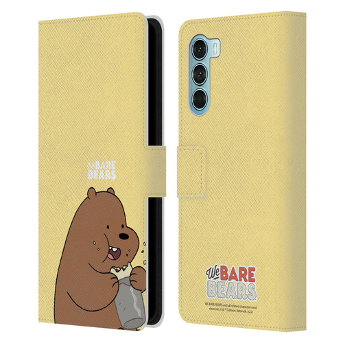 We Bare Bears Character Art Grizzly Leather Book Wallet Case Cover For Motorola Edge S30 / Moto G200 5G