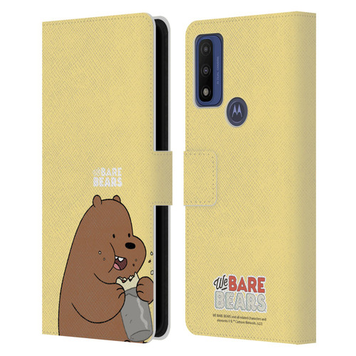 We Bare Bears Character Art Grizzly Leather Book Wallet Case Cover For Motorola G Pure