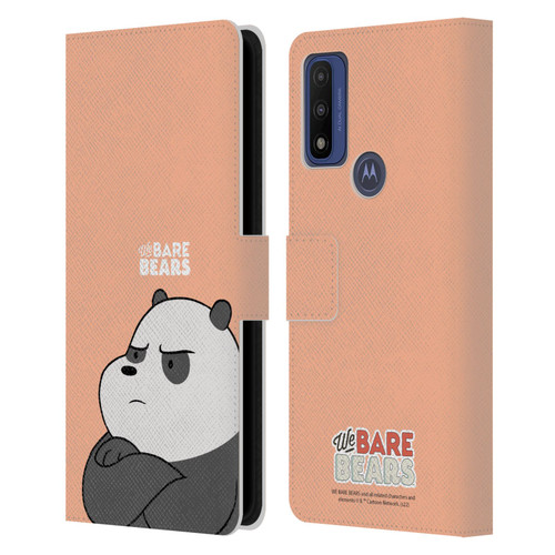 We Bare Bears Character Art Panda Leather Book Wallet Case Cover For Motorola G Pure
