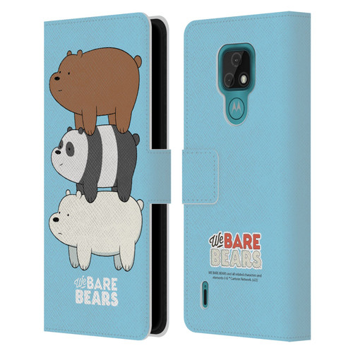 We Bare Bears Character Art Group 3 Leather Book Wallet Case Cover For Motorola Moto E7