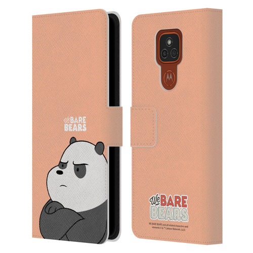 We Bare Bears Character Art Panda Leather Book Wallet Case Cover For Motorola Moto E7 Plus