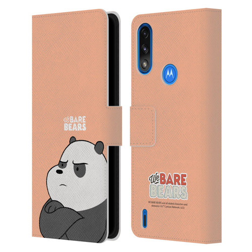 We Bare Bears Character Art Panda Leather Book Wallet Case Cover For Motorola Moto E7 Power / Moto E7i Power