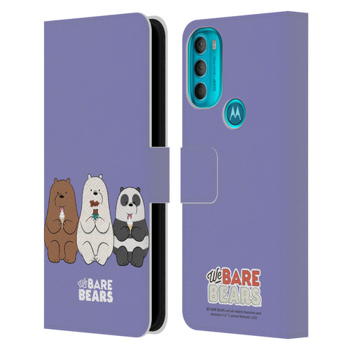 We Bare Bears Character Art Group 2 Leather Book Wallet Case Cover For Motorola Moto G71 5G
