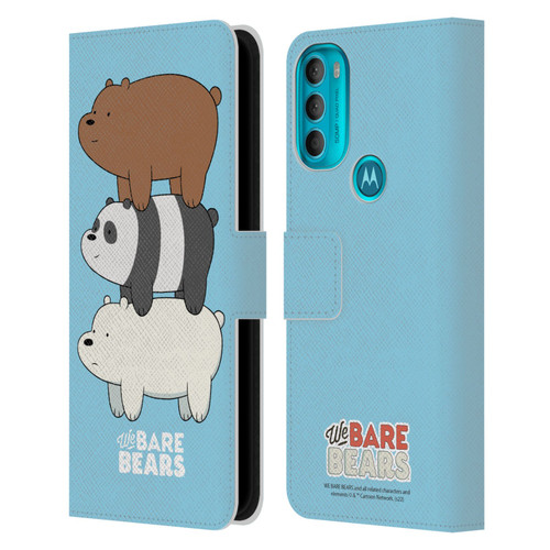 We Bare Bears Character Art Group 3 Leather Book Wallet Case Cover For Motorola Moto G71 5G