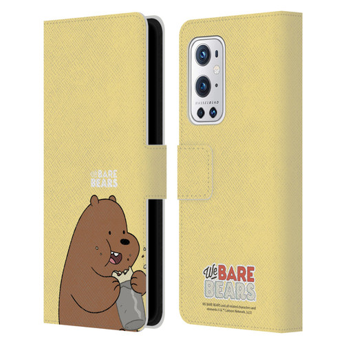 We Bare Bears Character Art Grizzly Leather Book Wallet Case Cover For OnePlus 9 Pro