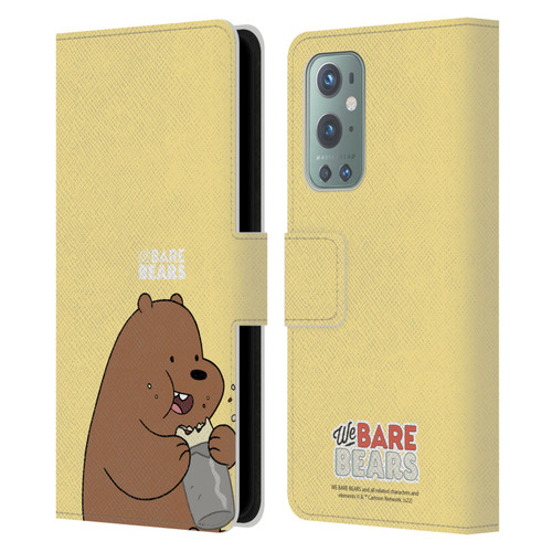 We Bare Bears Character Art Grizzly Leather Book Wallet Case Cover For OnePlus 9