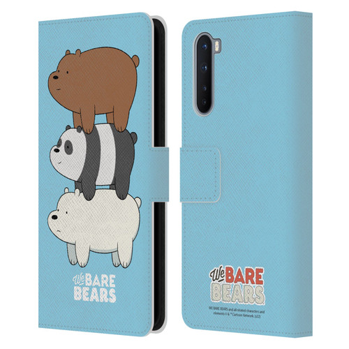 We Bare Bears Character Art Group 3 Leather Book Wallet Case Cover For OnePlus Nord 5G