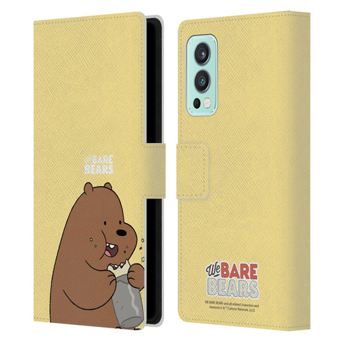 We Bare Bears Character Art Grizzly Leather Book Wallet Case Cover For OnePlus Nord 2 5G