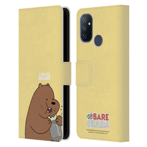 We Bare Bears Character Art Grizzly Leather Book Wallet Case Cover For OnePlus Nord N100