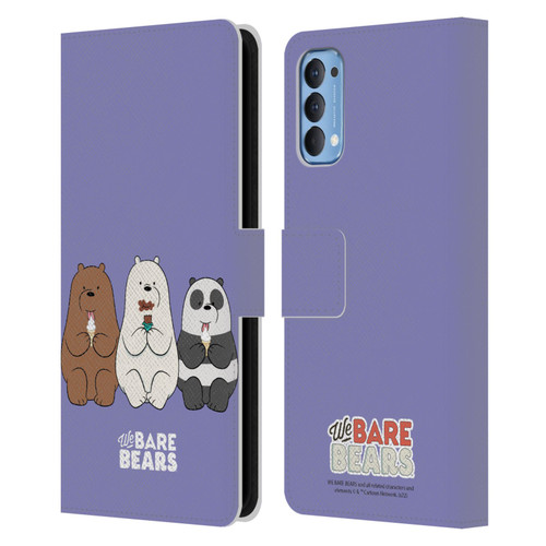 We Bare Bears Character Art Group 2 Leather Book Wallet Case Cover For OPPO Reno 4 5G