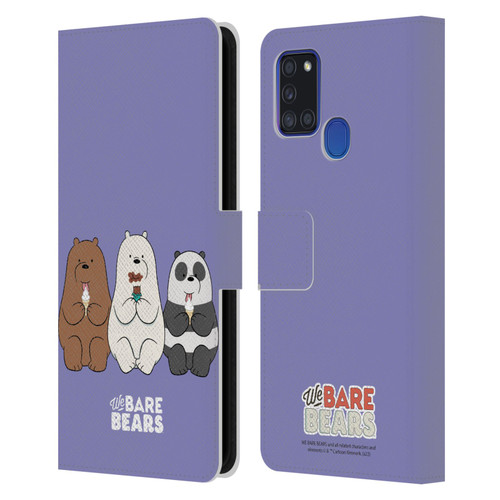 We Bare Bears Character Art Group 2 Leather Book Wallet Case Cover For Samsung Galaxy A21s (2020)