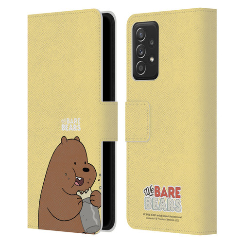 We Bare Bears Character Art Grizzly Leather Book Wallet Case Cover For Samsung Galaxy A52 / A52s / 5G (2021)