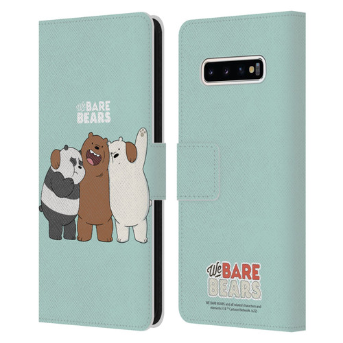 We Bare Bears Character Art Group 1 Leather Book Wallet Case Cover For Samsung Galaxy S10+ / S10 Plus