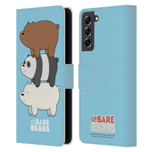 We Bare Bears Character Art Group 3 Leather Book Wallet Case Cover For Samsung Galaxy S21 FE 5G