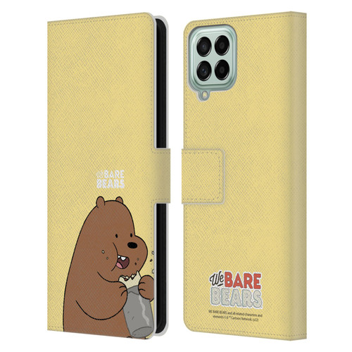 We Bare Bears Character Art Grizzly Leather Book Wallet Case Cover For Samsung Galaxy M53 (2022)