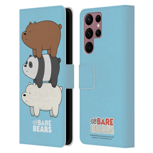 We Bare Bears Character Art Group 3 Leather Book Wallet Case Cover For Samsung Galaxy S22 Ultra 5G