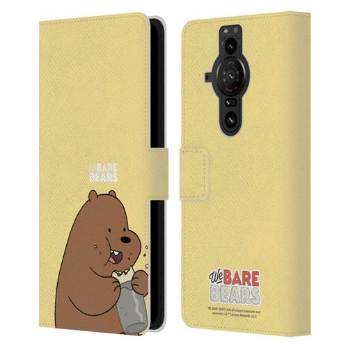 We Bare Bears Character Art Grizzly Leather Book Wallet Case Cover For Sony Xperia Pro-I