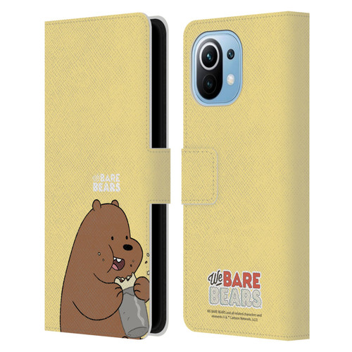 We Bare Bears Character Art Grizzly Leather Book Wallet Case Cover For Xiaomi Mi 11