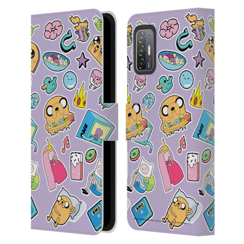 Adventure Time Graphics Icons Leather Book Wallet Case Cover For HTC Desire 21 Pro 5G