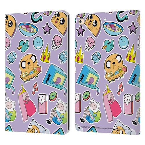 Adventure Time Graphics Icons Leather Book Wallet Case Cover For Apple iPad 9.7 2017 / iPad 9.7 2018