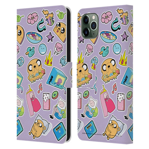 Adventure Time Graphics Icons Leather Book Wallet Case Cover For Apple iPhone 11 Pro Max
