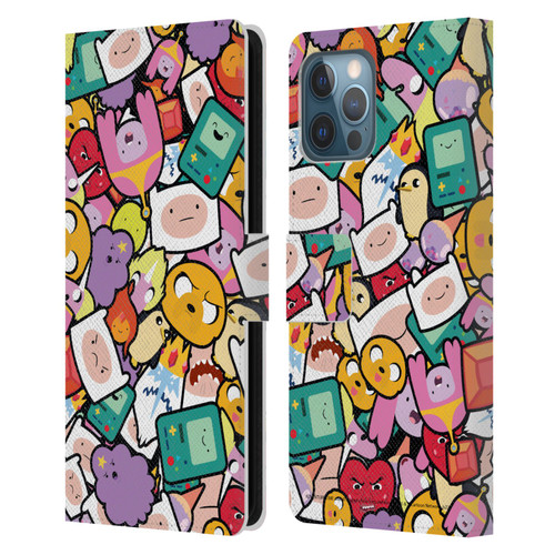 Adventure Time Graphics Pattern Leather Book Wallet Case Cover For Apple iPhone 12 Pro Max