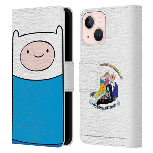 Adventure Time Graphics Finn The Human Leather Book Wallet Case Cover For Apple iPhone 13 Mini