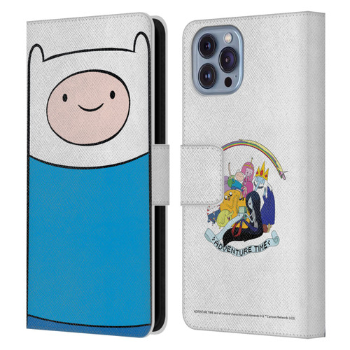 Adventure Time Graphics Finn The Human Leather Book Wallet Case Cover For Apple iPhone 14