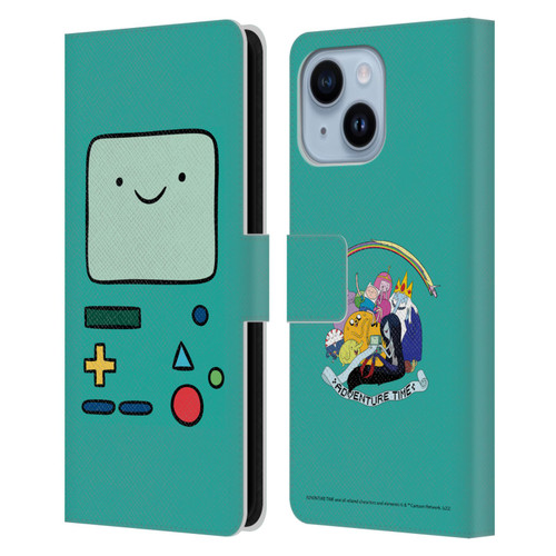 Adventure Time Graphics BMO Leather Book Wallet Case Cover For Apple iPhone 14 Plus