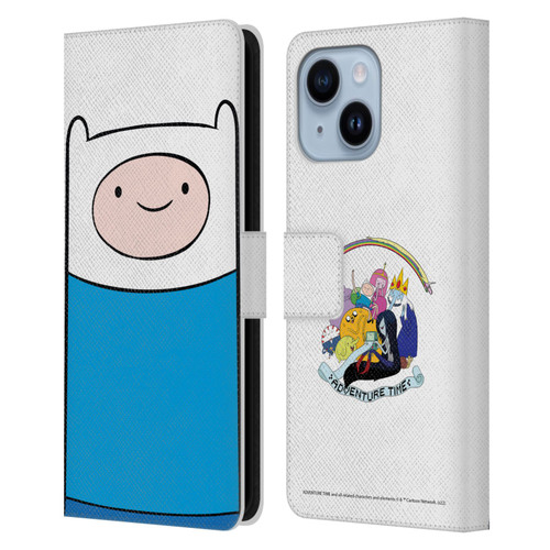 Adventure Time Graphics Finn The Human Leather Book Wallet Case Cover For Apple iPhone 14 Plus